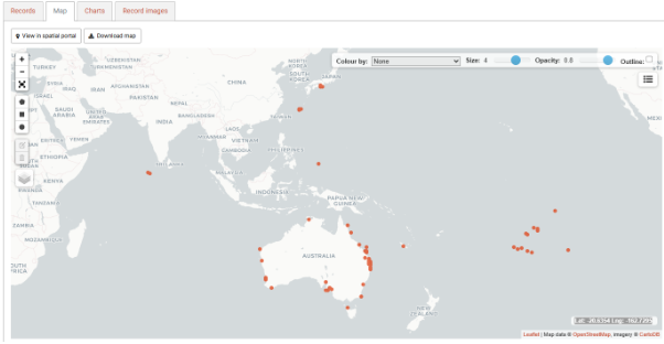 Image of a map of fish/parasite locations