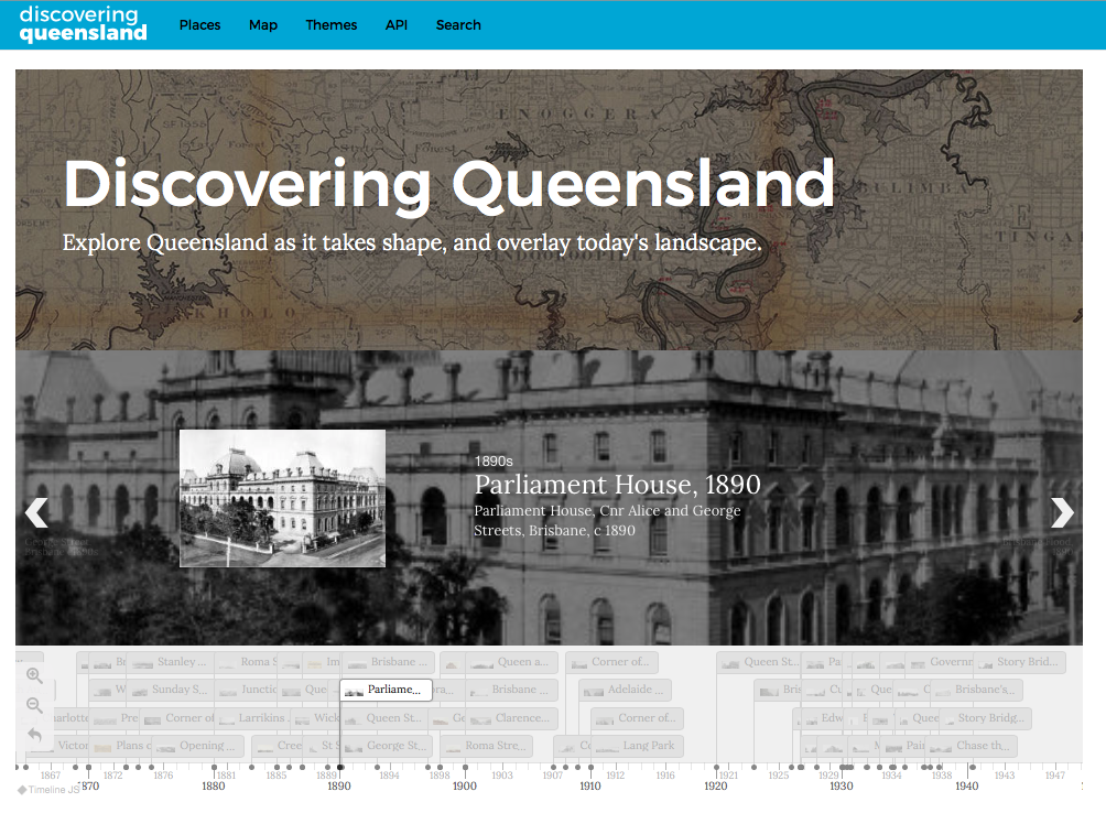 Screen shot of the Discovering Queensland website