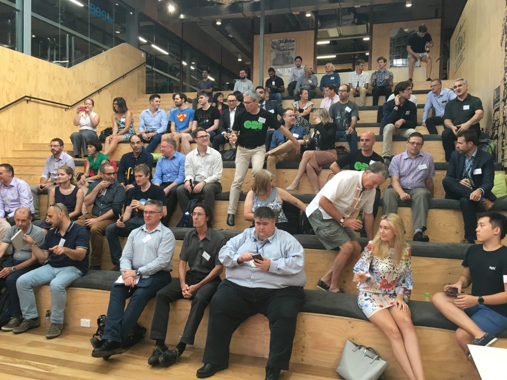 A crowd seated at the Open Data event in Brisbane in March 2018 to hear the keynote address