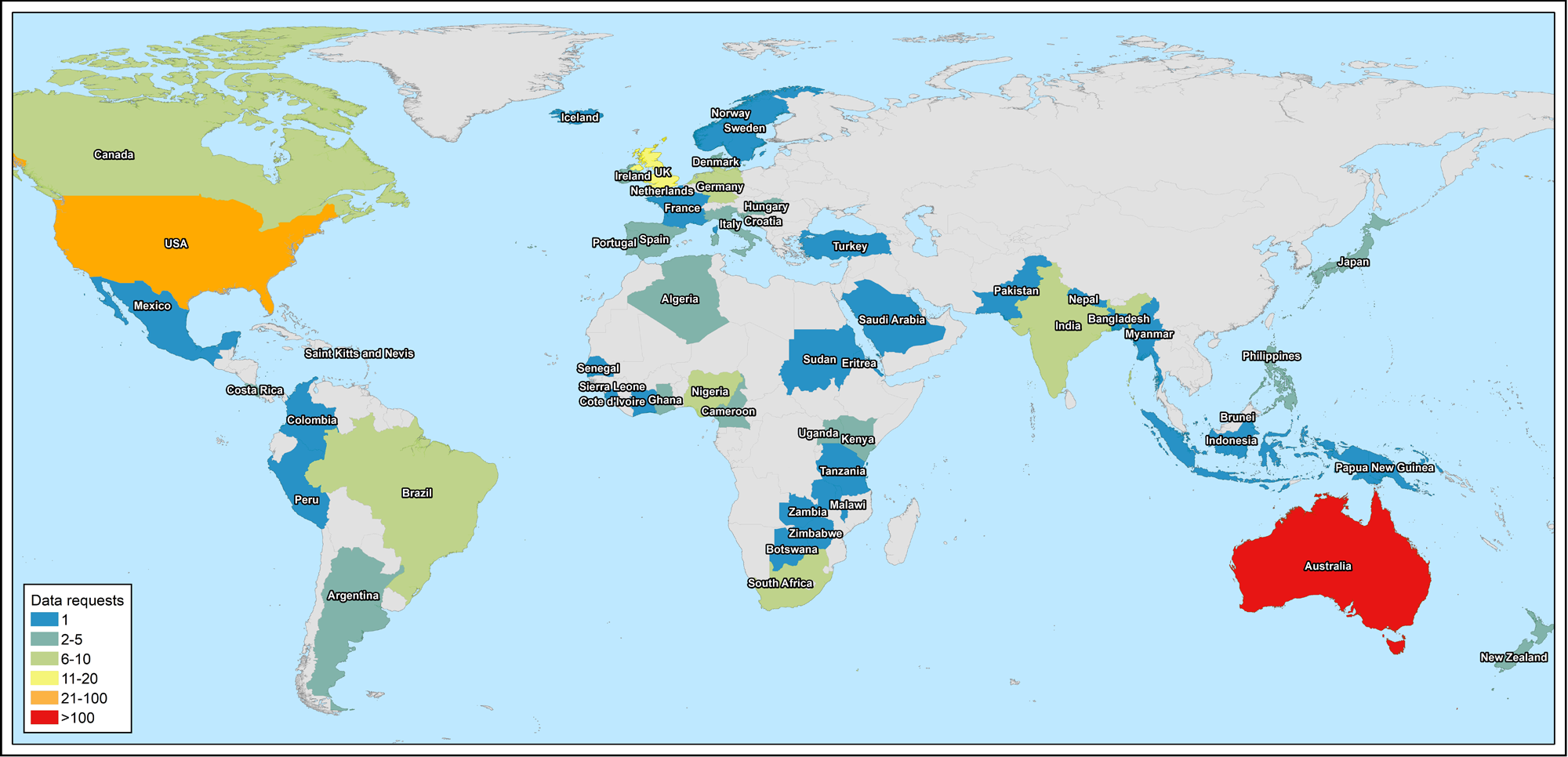 QGIS online training users by country
